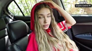 A red-haired girl is getting fucked by a stranger in the car