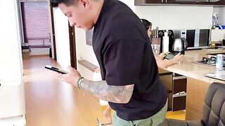 The man checked the strength of the girl's ass, then her cock