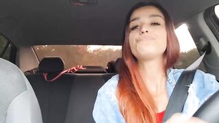 The girl noticed the forced stop sign from the start of the ride
