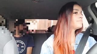 The girl noticed the forced stop sign from the start of the ride