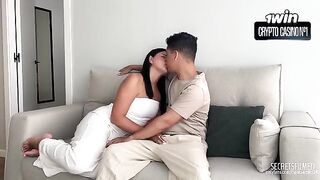 A cute girl gets a cock in her pussy and is full of cum