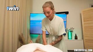A massage session turns into a steamy encounter with a sensual twist