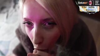 A street hooker gets fucked in a fur coat, ending with a creampie on her face