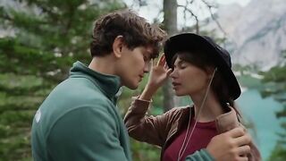 A couple enjoys passionate sex right in the forest