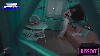 A man fucked his step mom every time they moved on the bed