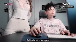 The girl rubs her pussy on the table and asks for more