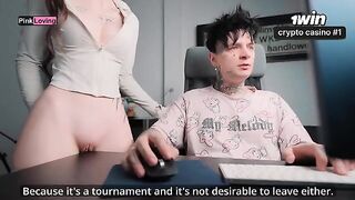 The girl rubs her pussy on the table and asks for more