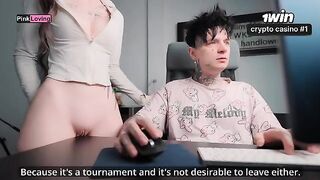 The girl rubs her pussy on the table and asks for more