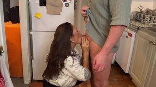 A husband treats his wife with a creamy surprise