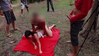 Beach picnic turned into a wild group sex party
