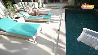A girl with a broad backside was massaged and then fucked hard
