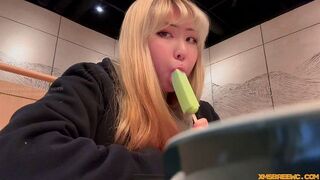 My tongue is licking the ice cream, but it could just as easily be licking your cock