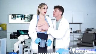Submissive bitch in doggystyle position for rough sex with a huge cock