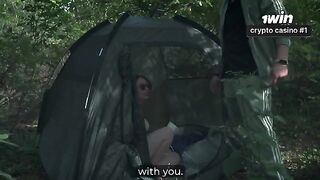 The stepson shared a tent with his stepmom during their adventure