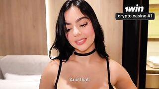 The girl has sex with her stepbrother, bringing him saliva in her mouth