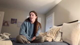 The girl is very excited and continues to lick her fingers