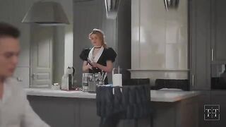 The boss came to check on the girl at home