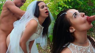 The bride received a long-awaited gift on her wedding day in the ass