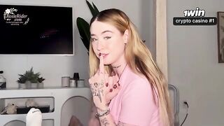 A girl with a sexy body wakes up with a morning erection