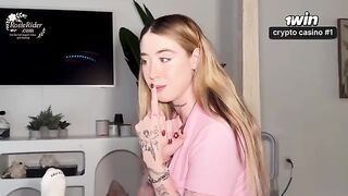 A girl with a sexy body wakes up with a morning erection