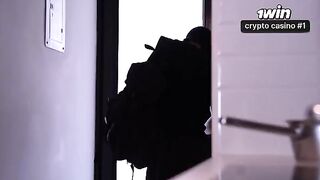 A girl came home and was robbed by a stranger, but she still managed to get fucked