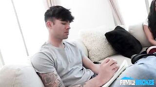 The slut makes a superb blowjob from the first view