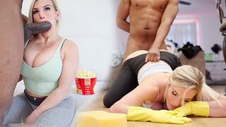 Petite stepmom gets her pussy cum covered by BBC