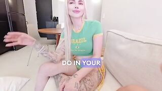 The girl became wet during the interview and showed her skills