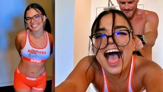 The pretty Hooters waitress gets fucked hard after her shift ends