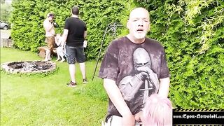 Voyeur girl gets caught and fucked in the outdoors by Egon Kowalski