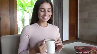 Hot brunette from SEX-DATER invited for tea, kriss kiss style. Pov BJ, Doggy, Missionary, Titjob! 4K!