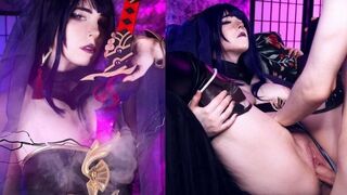 Raiden Shougun secret quest scene with stunning redhead MollyRedWolf - Genshin Impact cosplay