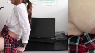 A hot teacher banged a schoolgirl who got caught masturbating