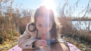 A petite girl named Mini Julia was fucked by a stranger outdoors