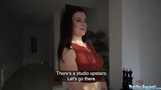 Cute girl Little Eliss gets fucked in a studio for cash